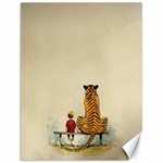 Tiger Sitting Beside Boy Painting Parody Cartoon Canvas 12  x 16  11.86 x15.41  Canvas - 1