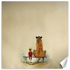 Tiger Sitting Beside Boy Painting Parody Cartoon Canvas 20  X 20  by Bakwanart