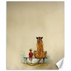 Tiger Sitting Beside Boy Painting Parody Cartoon Canvas 20  X 24  by Bakwanart