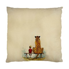 Tiger Sitting Beside Boy Painting Parody Cartoon Standard Cushion Case (two Sides) by Bakwanart