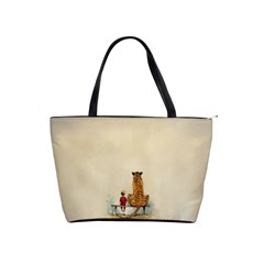 Tiger Sitting Beside Boy Painting Parody Cartoon Classic Shoulder Handbag by Bakwanart