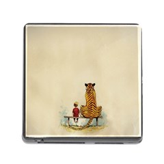 Tiger Sitting Beside Boy Painting Parody Cartoon Memory Card Reader (square 5 Slot) by Bakwanart