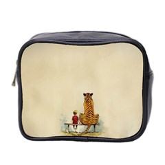 Tiger Sitting Beside Boy Painting Parody Cartoon Mini Toiletries Bag (two Sides) by Bakwanart