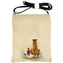 Tiger Sitting Beside Boy Painting Parody Cartoon Shoulder Sling Bag by Bakwanart