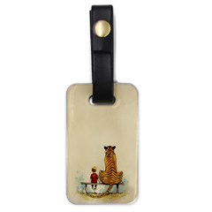 Tiger Sitting Beside Boy Painting Parody Cartoon Luggage Tag (one Side) by Bakwanart