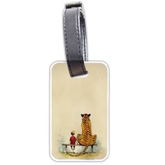 Tiger Sitting Beside Boy Painting Parody Cartoon Luggage Tag (two Sides) by Bakwanart