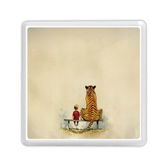 Tiger Sitting Beside Boy Painting Parody Cartoon Memory Card Reader (square) by Bakwanart