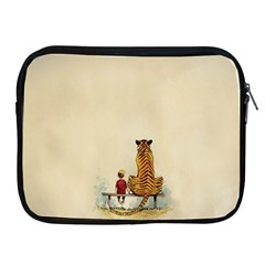 Tiger Sitting Beside Boy Painting Parody Cartoon Apple Ipad 2/3/4 Zipper Cases by Bakwanart