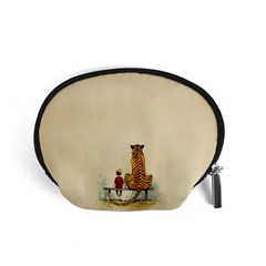 Tiger Sitting Beside Boy Painting Parody Cartoon Accessory Pouch (small) by Bakwanart