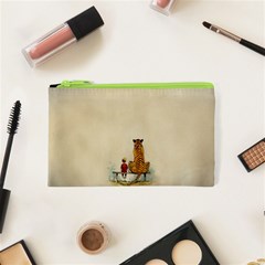 Tiger Sitting Beside Boy Painting Parody Cartoon Cosmetic Bag (xs) by Bakwanart