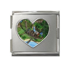 Green Village Miniature Technology Mega Link Heart Italian Charm (18mm) by Bakwanart