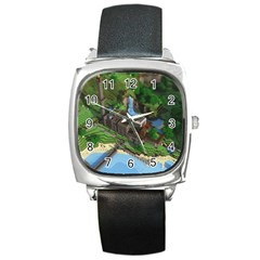 Green Village Miniature Technology Square Metal Watch by Bakwanart