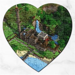 Green Village Miniature Technology Jigsaw Puzzle (heart) by Bakwanart