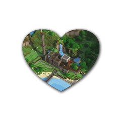 Green Village Miniature Technology Rubber Coaster (heart) by Bakwanart