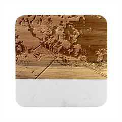 Green Village Miniature Technology Marble Wood Coaster (square)