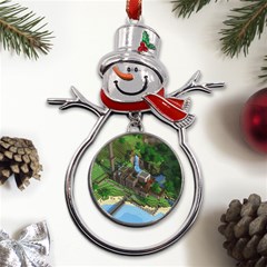 Green Village Miniature Technology Metal Snowman Ornament by Bakwanart