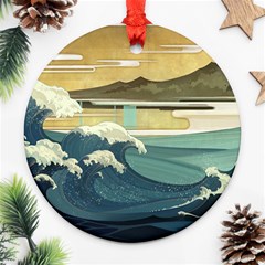 Sea Asia, Waves Japanese Art The Great Wave Off Kanagawa Ornament (round) by Bakwanart