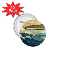 Sea Asia, Waves Japanese Art The Great Wave Off Kanagawa 1 75  Buttons (10 Pack) by Bakwanart