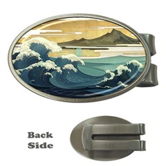 Sea Asia, Waves Japanese Art The Great Wave Off Kanagawa Money Clips (oval)  by Bakwanart