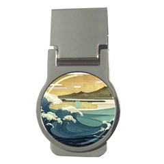 Sea Asia, Waves Japanese Art The Great Wave Off Kanagawa Money Clips (round)  by Bakwanart