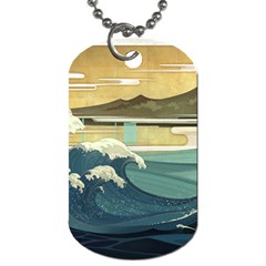 Sea Asia, Waves Japanese Art The Great Wave Off Kanagawa Dog Tag (one Side) by Bakwanart