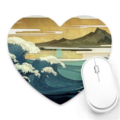 Sea Asia, Waves Japanese Art The Great Wave Off Kanagawa Heart Mousepad by Bakwanart