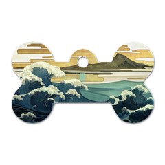 Sea Asia, Waves Japanese Art The Great Wave Off Kanagawa Dog Tag Bone (one Side) by Bakwanart