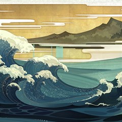 Sea Asia, Waves Japanese Art The Great Wave Off Kanagawa Play Mat (rectangle) by Bakwanart