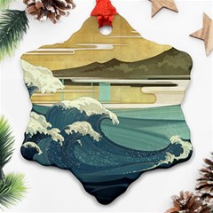 Sea Asia, Waves Japanese Art The Great Wave Off Kanagawa Snowflake Ornament (two Sides) by Bakwanart