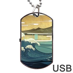 Sea Asia, Waves Japanese Art The Great Wave Off Kanagawa Dog Tag Usb Flash (one Side) by Bakwanart