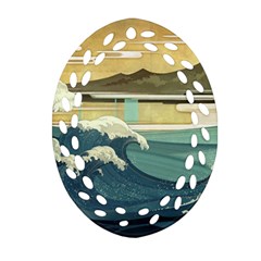 Sea Asia, Waves Japanese Art The Great Wave Off Kanagawa Ornament (oval Filigree) by Bakwanart