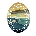 Sea Asia, Waves Japanese Art The Great Wave Off Kanagawa Oval Filigree Ornament (Two Sides) Front