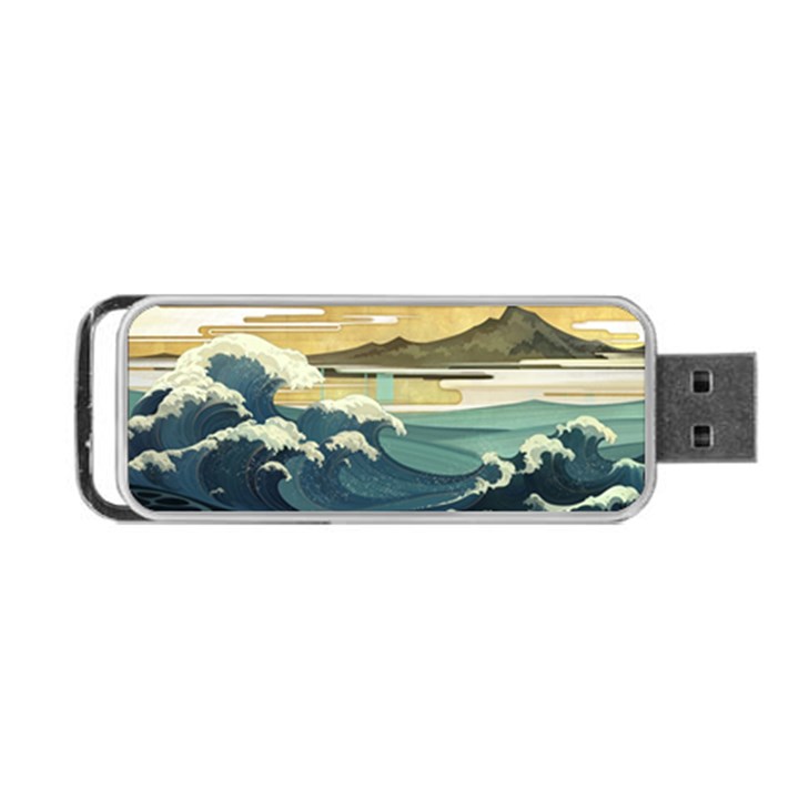 Sea Asia, Waves Japanese Art The Great Wave Off Kanagawa Portable USB Flash (Two Sides)