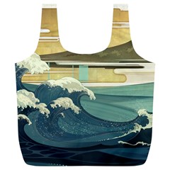 Sea Asia, Waves Japanese Art The Great Wave Off Kanagawa Full Print Recycle Bag (xl) by Bakwanart