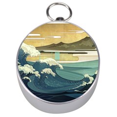 Sea Asia, Waves Japanese Art The Great Wave Off Kanagawa Silver Compasses by Bakwanart