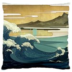 Sea Asia, Waves Japanese Art The Great Wave Off Kanagawa Large Premium Plush Fleece Cushion Case (One Side) Front