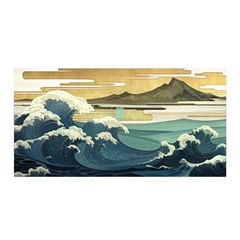 Sea Asia, Waves Japanese Art The Great Wave Off Kanagawa Satin Wrap 35  X 70  by Bakwanart