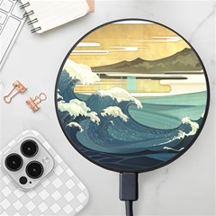 Sea Asia, Waves Japanese Art The Great Wave Off Kanagawa Wireless Fast Charger(black) by Bakwanart