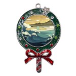 Sea Asia, Waves Japanese Art The Great Wave Off Kanagawa Metal X Mas Lollipop with Crystal Ornament Front