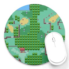 Green Retro Games Pattern Round Mousepad by Bakwanart