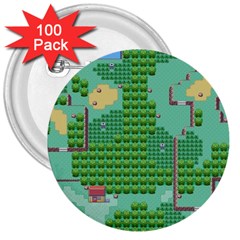 Green Retro Games Pattern 3  Buttons (100 Pack)  by Bakwanart