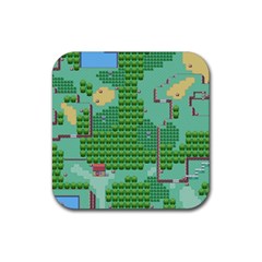 Green Retro Games Pattern Rubber Coaster (square) by Bakwanart