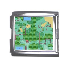 Green Retro Games Pattern Mega Link Italian Charm (18mm) by Bakwanart