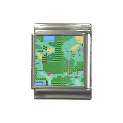 Green Retro Games Pattern Italian Charm (13mm) by Bakwanart