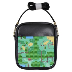 Green Retro Games Pattern Girls Sling Bag by Bakwanart