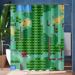 Green Retro Games Pattern Shower Curtain 60  X 72  (medium)  by Bakwanart