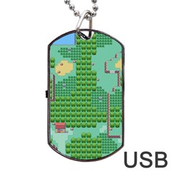 Green Retro Games Pattern Dog Tag Usb Flash (two Sides) by Bakwanart