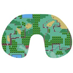 Green Retro Games Pattern Travel Neck Pillow by Bakwanart