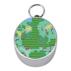 Green Retro Games Pattern Mini Silver Compasses by Bakwanart