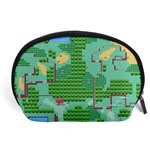 Green Retro Games Pattern Accessory Pouch (Large) Front